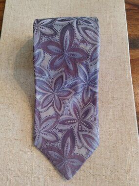 Ted Baker London Vintage Silk Floral Tie Purple Mauve with Psychedelic Lining